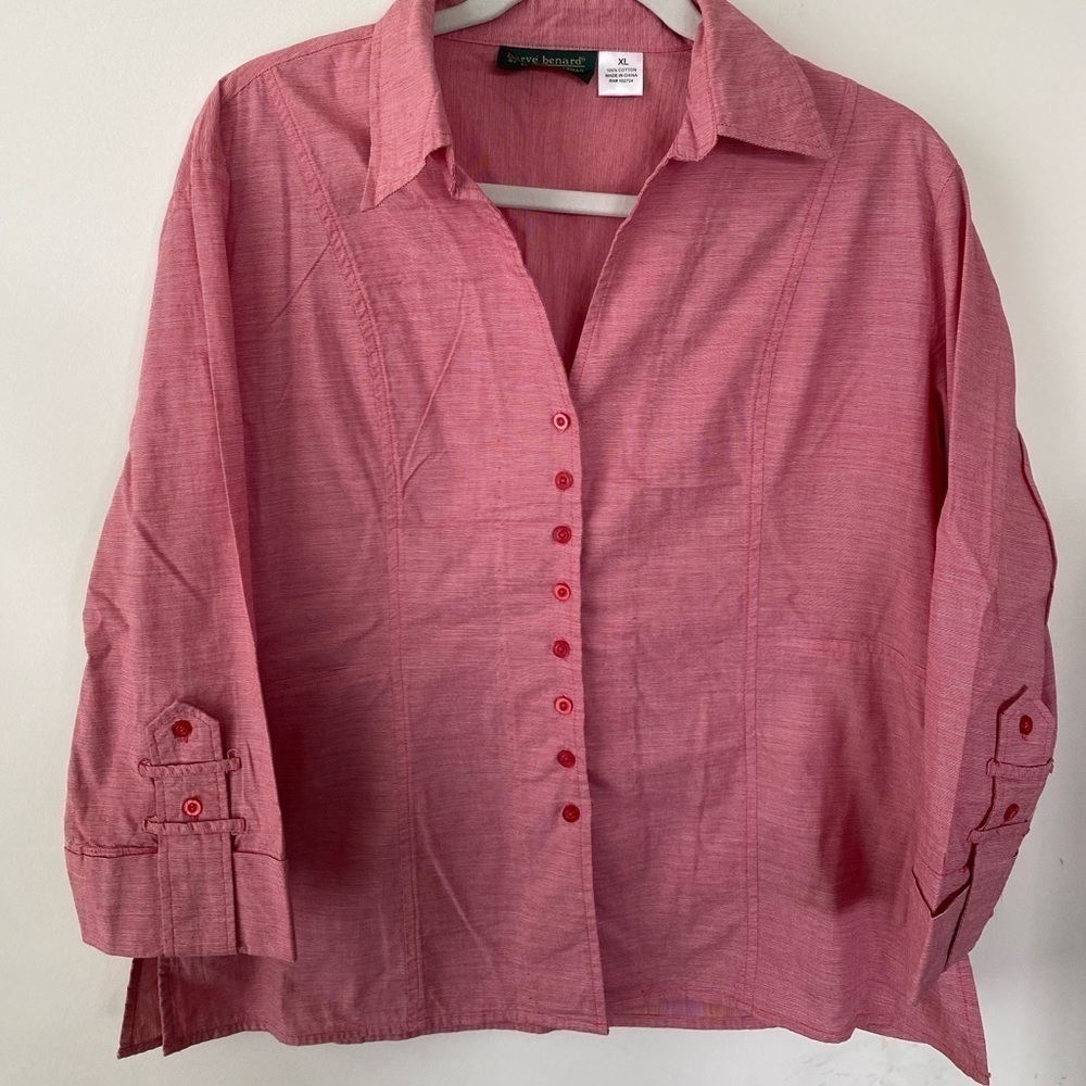 Harve Bernard Red Button Down Collared Shirt Xl - image 1